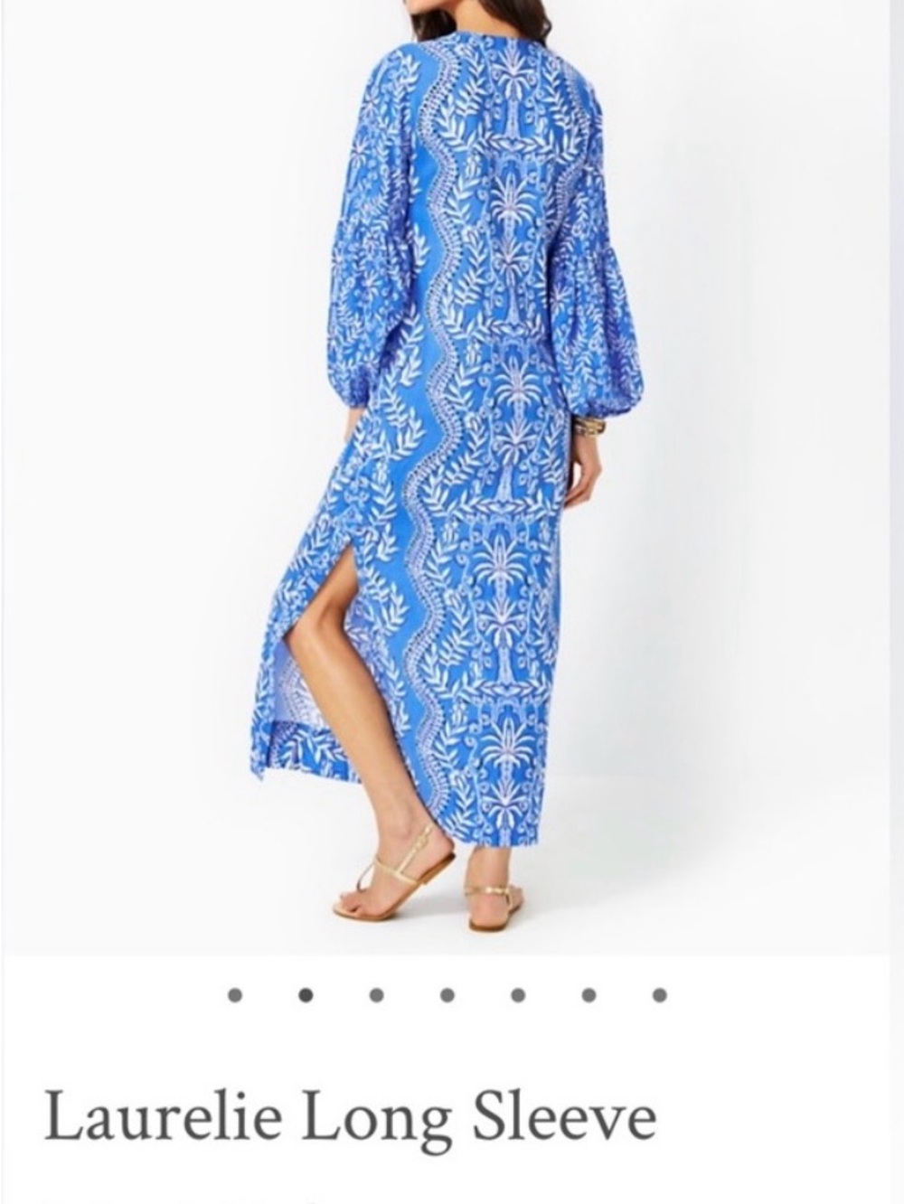 Lilly Pulitzer Blue Printed Long Sleeve Maxi Caftan - Picture 3 of 6